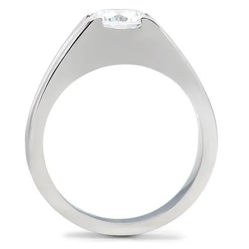 Rings TK193 High polished no plating Stainless Steel Ring with AAA Grade CZ in Clear Alamode