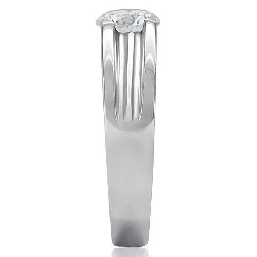 Rings TK193 High polished no plating Stainless Steel Ring with AAA Grade CZ in Clear Alamode