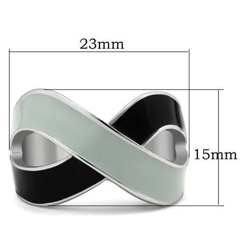 Rings TK265 Rhodium Stainless Steel Ring with Epoxy in No Stone Alamode