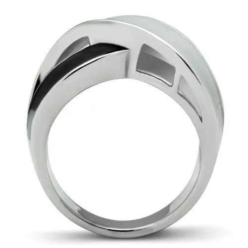 Rings TK265 Rhodium Stainless Steel Ring with Epoxy in No Stone Alamode