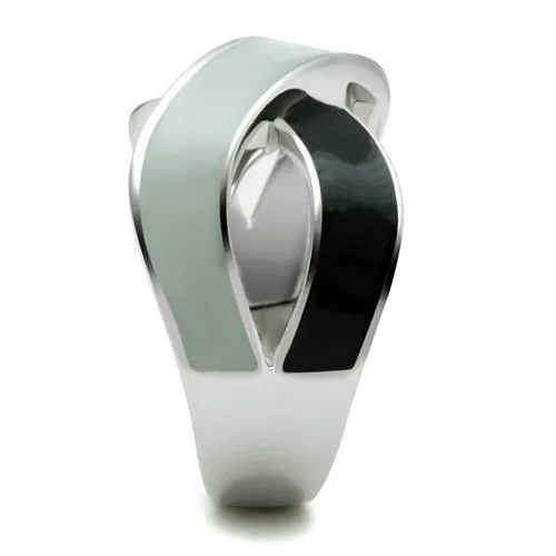 Rings TK265 Rhodium Stainless Steel Ring with Epoxy in No Stone Alamode