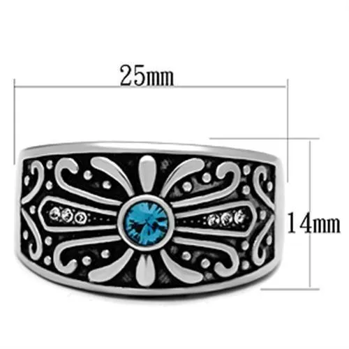Rings TK377 High polished no plating Stainless Steel Ring with Top Grade Crystal in Capri Blue Alamode