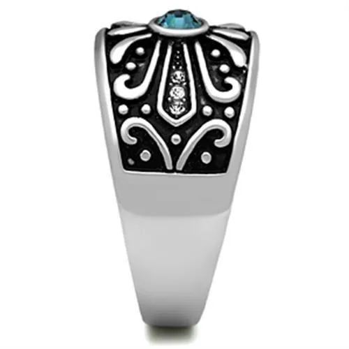 Rings TK377 High polished no plating Stainless Steel Ring with Top Grade Crystal in Capri Blue Alamode
