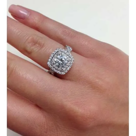 Rings Twisted Split Shank Double Halo Engagement Ring deBebians
