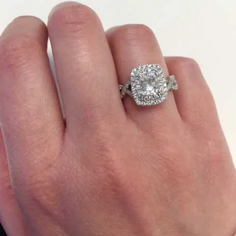 Rings Twisted Split Shank Double Halo Engagement Ring deBebians