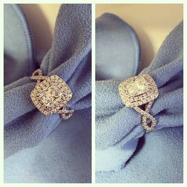 Rings Twisted Split Shank Double Halo Engagement Ring deBebians