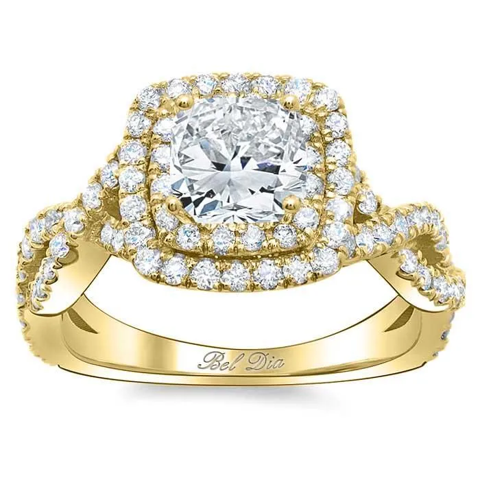 Rings Twisted Split Shank Double Halo Engagement Ring deBebians