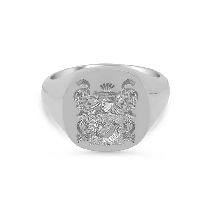 Rings Womens Square Signet Ring Extra Large CAD Designed Family Crest Logo deBebians