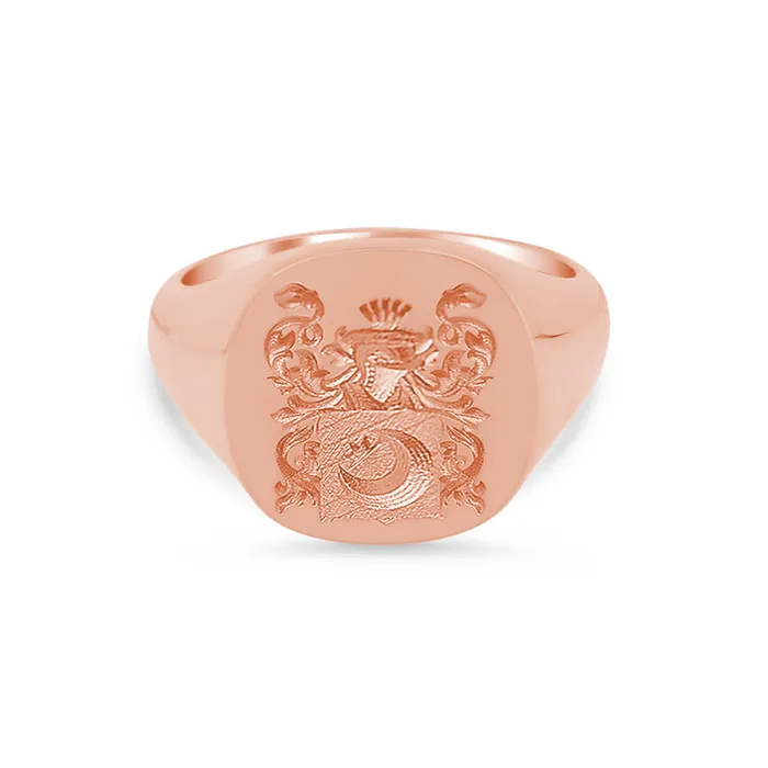 Rings Womens Square Signet Ring Extra Large CAD Designed Family Crest Logo deBebians
