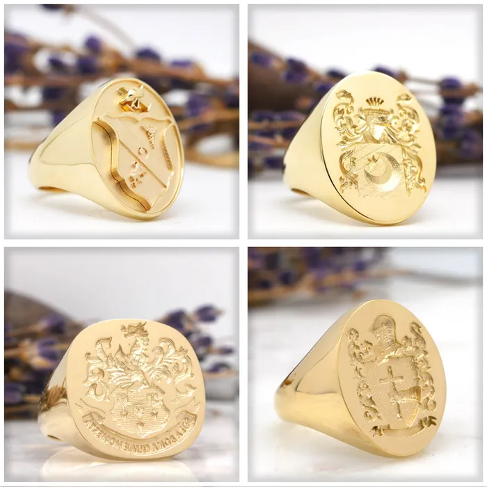 Rings Womens Square Signet Ring Extra Large CAD Designed Family Crest Logo deBebians