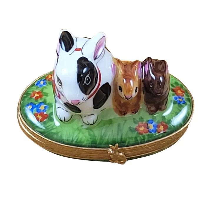 Rochard Limoges Necklaces Rochard Rabbit Family Spring Design Limoges Box