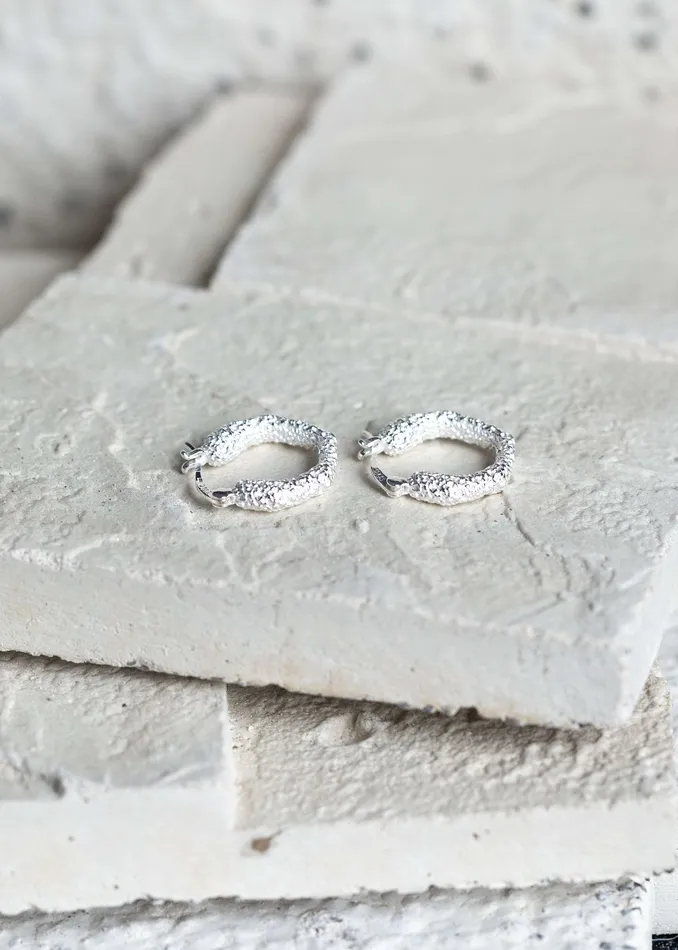 Rough Hoop Earrings Silver Kty Earrings