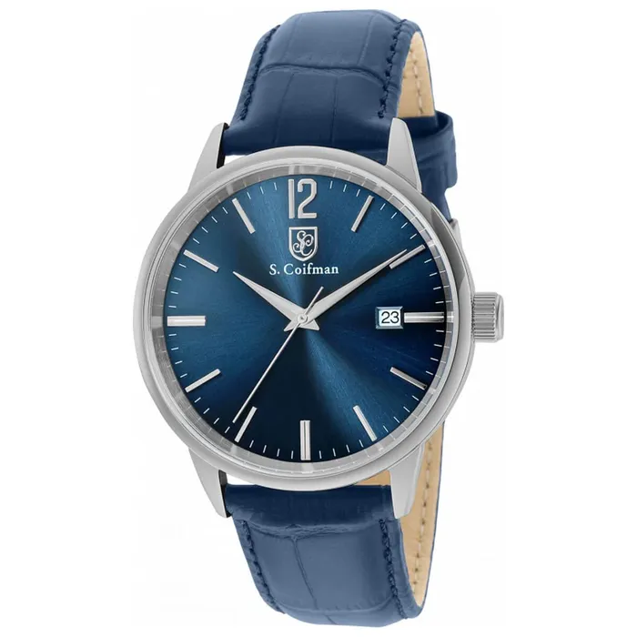 S Coifman Watches S Coifman Mens Watch Quartz Blue Dial Silver Tone Case Leather Strap SC0518 S Coifman Watches S Coifman Mens Watch Quartz Blue Dial Silver Tone Case Leather Strap SC0518