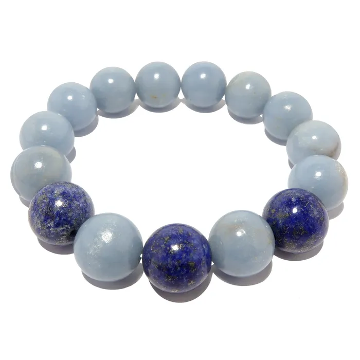 Satin Crystals Bracelets Angelite Bracelet Lapis Lazuli Blue Heaven United