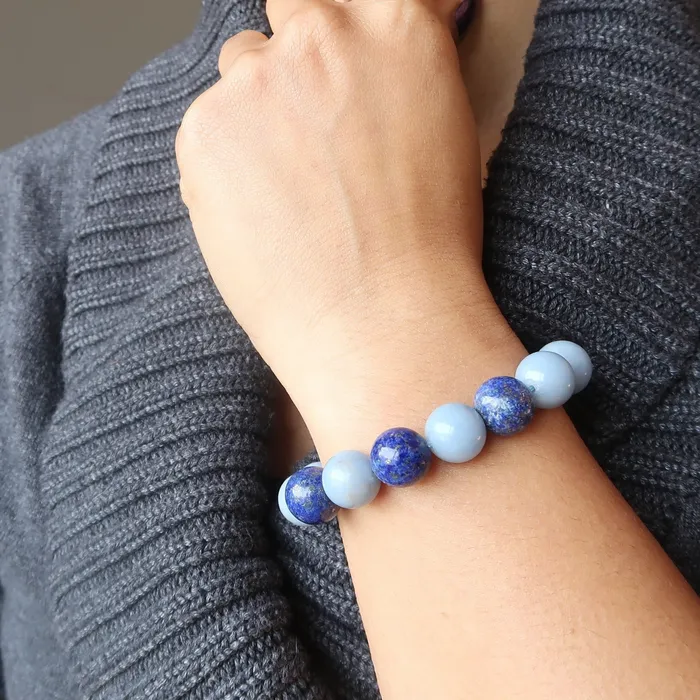 Satin Crystals Bracelets Angelite Bracelet Lapis Lazuli Blue Heaven United