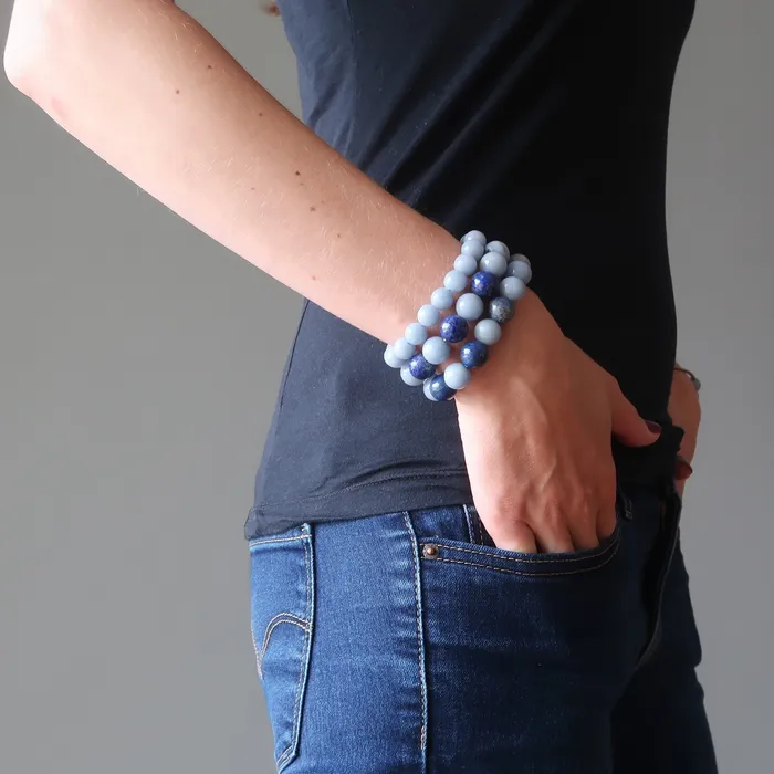 Satin Crystals Bracelets Angelite Bracelet Lapis Lazuli Blue Heaven United