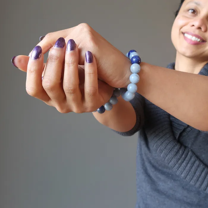Satin Crystals Bracelets Angelite Bracelet Lapis Lazuli Blue Heaven United