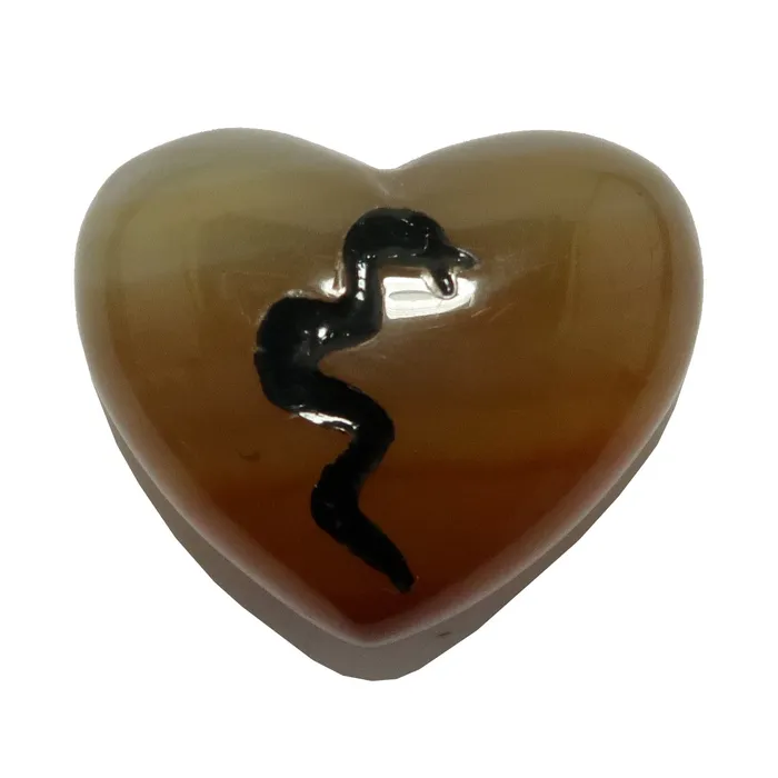 Satin Crystals Carnelian Heart Inscribed Centaur or Snake Necklaces