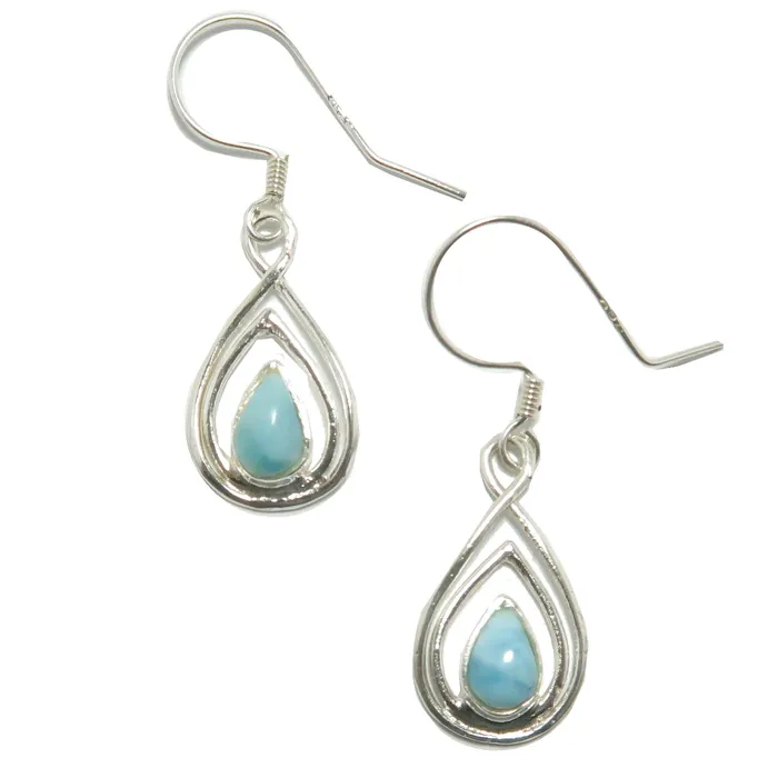 Satin Crystals Earrings Larimar Earrings Seaside Serenity Drop Sterling Silver