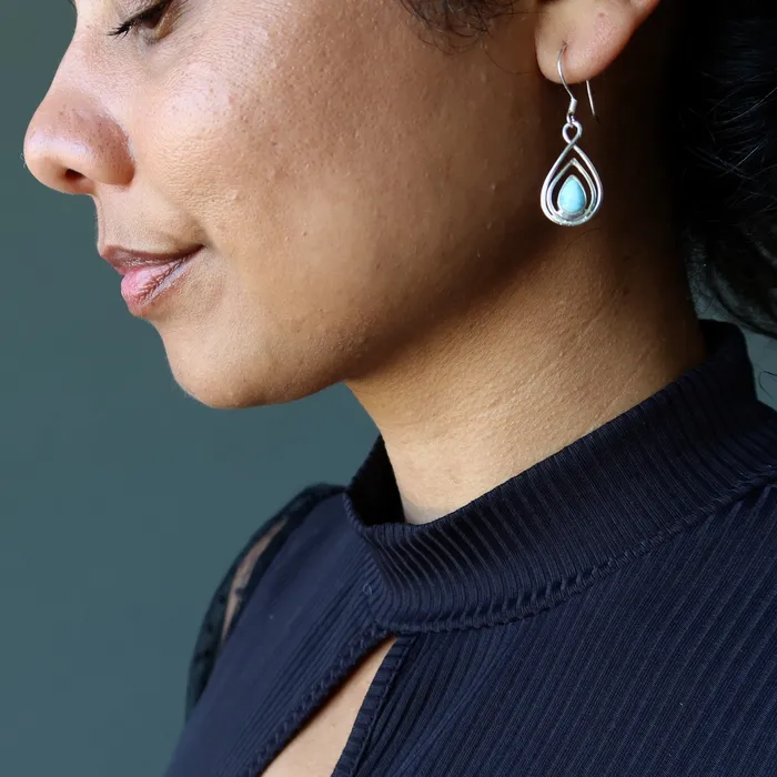 Satin Crystals Earrings Larimar Earrings Seaside Serenity Drop Sterling Silver