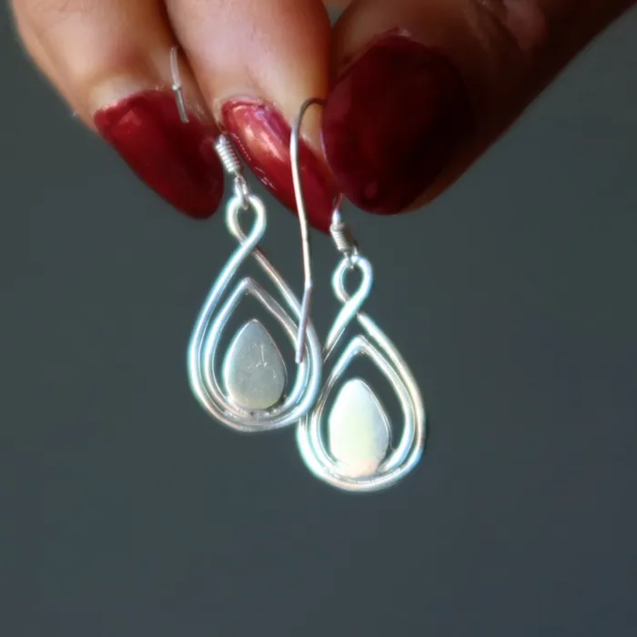 Satin Crystals Earrings Larimar Earrings Seaside Serenity Drop Sterling Silver