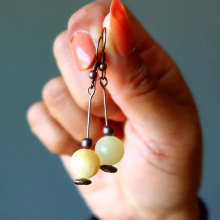 Satin Crystals Earrings Yellow Calcite Earrings My Daily Drop of Sunshine