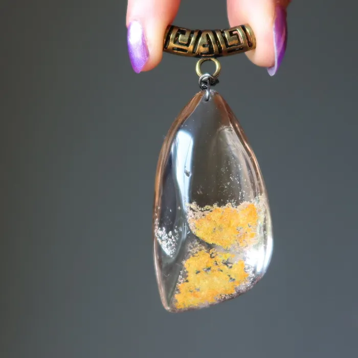 Satin Crystals PreStyled Sets Smoky Quartz Pendant Willpower Crystal Gold