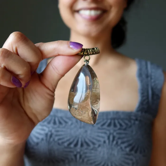 Satin Crystals PreStyled Sets Smoky Quartz Pendant Willpower Crystal Gold