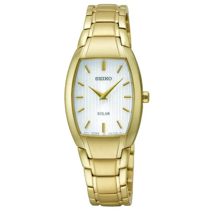 Seiko Bracelets Seiko SUP262 Womens Solar White Dial Yellow Gold Steel Bracelet Watch Seiko Bracelets Seiko SUP262 Womens Solar White Dial Yellow Gold Steel Bracelet Watch
