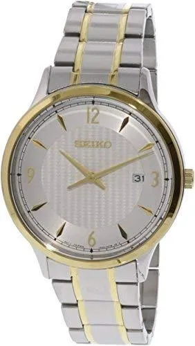 Seiko SGEH82P1 Mens Classic White Dial Two Tone Steel Watch Seiko Rings