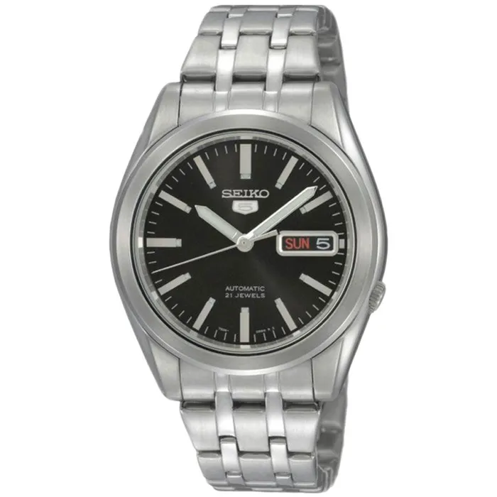 Seiko SNKG95K1 Mens 5 Automatic Black Dial Steel Bracelet Day Date Watch Seiko Bracelets Seiko SNKG95K1 Mens 5 Automatic Black Dial Steel Bracelet Day Date Watch Seiko Bracelets