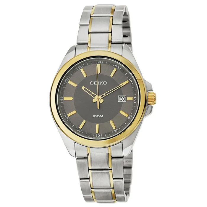 Seiko SUR074 Mens Dress Dark Grey Dial Quartz Two Tone Steel Bracelet Watch Seiko Bracelets Seiko SUR074 Mens Dress Dark Grey Dial Quartz Two Tone Steel Bracelet Watch Seiko Bracelets