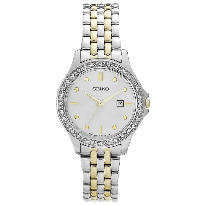 Seiko SXDF91 Womens Dress White MOP Dial Two Tone Steel Bracelet Watch Seiko Bracelets Seiko SXDF91 Womens Dress White MOP Dial Two Tone Steel Bracelet Watch Seiko Bracelets