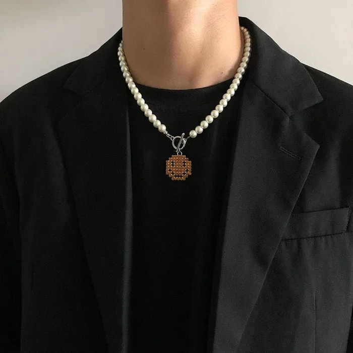 Smiley Pearl Chain VVS Jewelry Necklaces