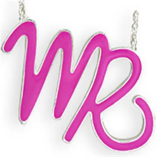 SNK03PINK Silver Brass Chain Pendant with Epoxy in Rose Alamode Necklaces