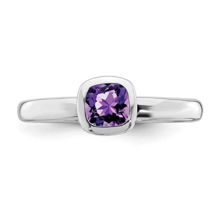Stackable Expressions Rings Sterling Silver Stackable Expressions Cushion Cut Amethyst Ring QSK447 Stackable Expressions Rings Sterling Silver Stackable Expressions Cushion Cut Amethyst Ring QSK447