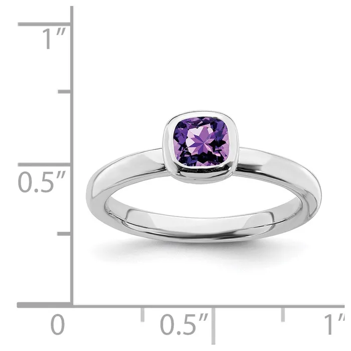 Stackable Expressions Rings Sterling Silver Stackable Expressions Cushion Cut Amethyst Ring QSK447 Stackable Expressions Rings Sterling Silver Stackable Expressions Cushion Cut Amethyst Ring QSK447