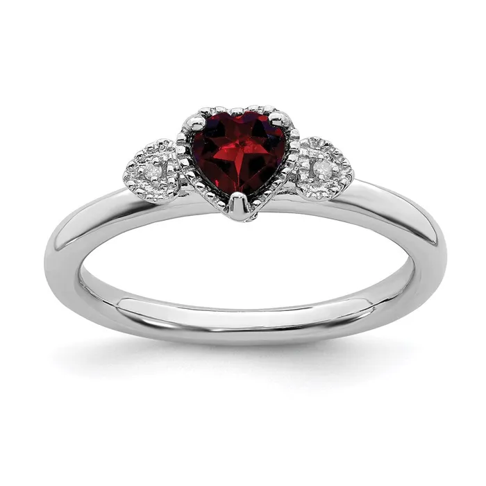 Stackable Expressions Rings Sterling Silver Stackable Expressions Garnet Diamond Hearts Ring QSK1868 Stackable Expressions Rings Sterling Silver Stackable Expressions Garnet Diamond Hearts Ring QSK1868