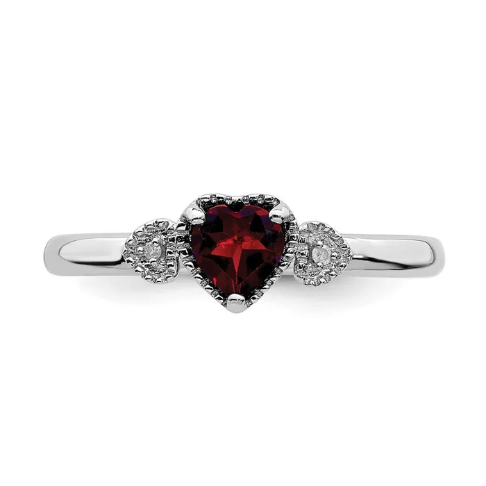 Stackable Expressions Rings Sterling Silver Stackable Expressions Garnet Diamond Hearts Ring QSK1868 Stackable Expressions Rings Sterling Silver Stackable Expressions Garnet Diamond Hearts Ring QSK1868