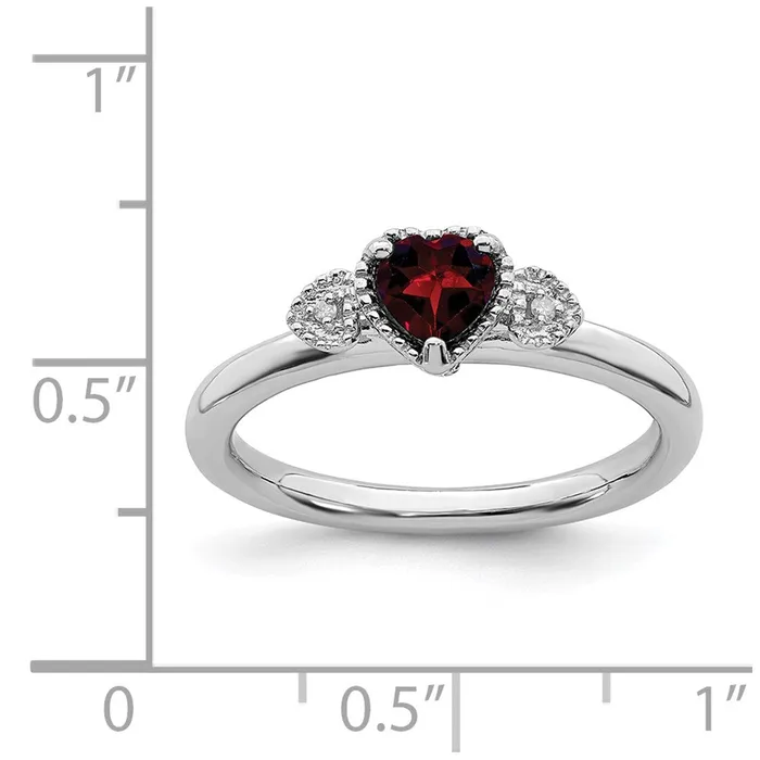 Stackable Expressions Rings Sterling Silver Stackable Expressions Garnet Diamond Hearts Ring QSK1868 Stackable Expressions Rings Sterling Silver Stackable Expressions Garnet Diamond Hearts Ring QSK1868