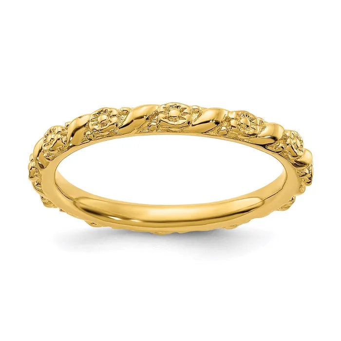 Stackable Expressions Rings Sterling Silver Stackable Expressions Goldplated Polished Flower Ring QSK2057 Stackable Expressions Rings Sterling Silver Stackable Expressions Goldplated Polished Flower Ring QSK2057