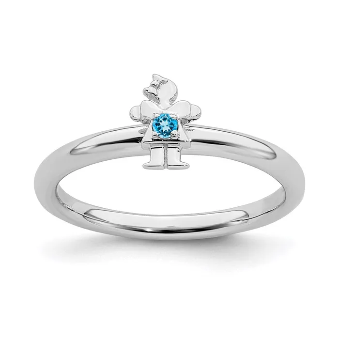 Stackable Expressions Rings Sterling Silver Stackable Expressions Rhodium Blue Topaz Girl Ring QSK1934 Stackable Expressions Rings Sterling Silver Stackable Expressions Rhodium Blue Topaz Girl Ring QSK1934