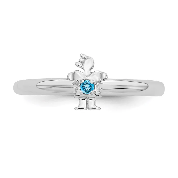 Stackable Expressions Rings Sterling Silver Stackable Expressions Rhodium Blue Topaz Girl Ring QSK1934 Stackable Expressions Rings Sterling Silver Stackable Expressions Rhodium Blue Topaz Girl Ring QSK1934