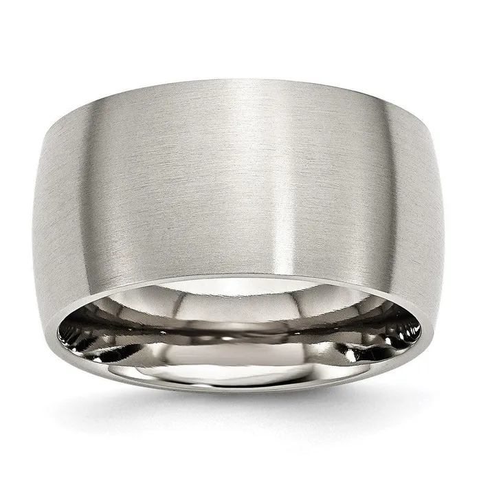 Stainless Steel 12mm Brushed Band Chisel Rings