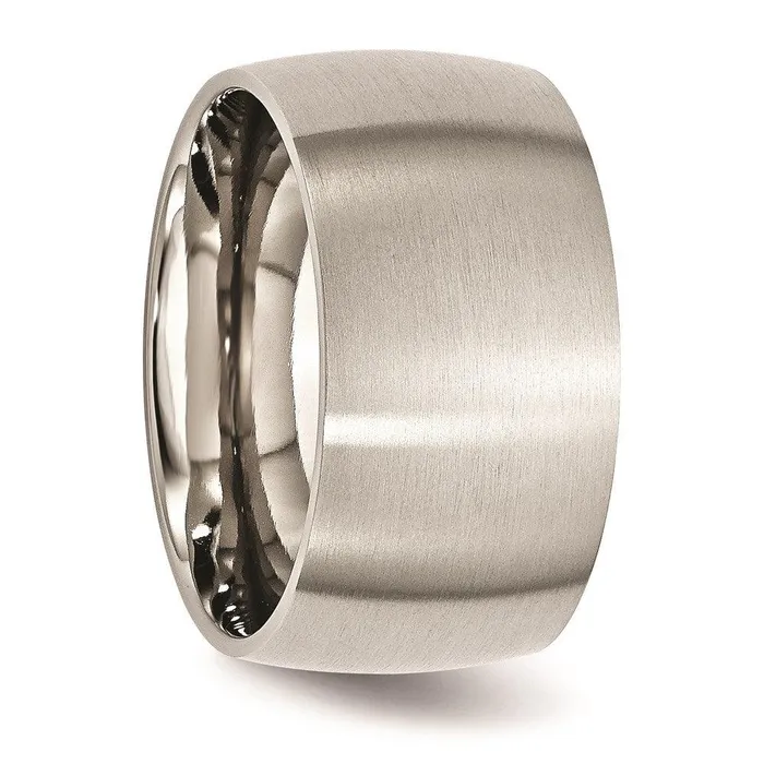 Stainless Steel 12mm Brushed Band Chisel Rings Stainless Steel 12mm Brushed Band Chisel Rings
