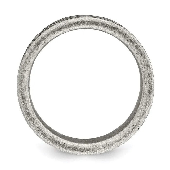 Stainless Steel Antiqued Gun Metal IPplated Beaded Band Chisel Rings Stainless Steel Antiqued Gun Metal IPplated Beaded Band Chisel Rings