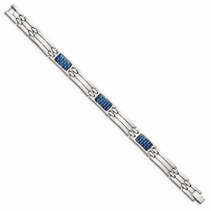 Stainless Steel Blue Carbon Fiber Inlay Polished Bracelet Chisel Bracelets Stainless Steel Blue Carbon Fiber Inlay Polished Bracelet Chisel Bracelets