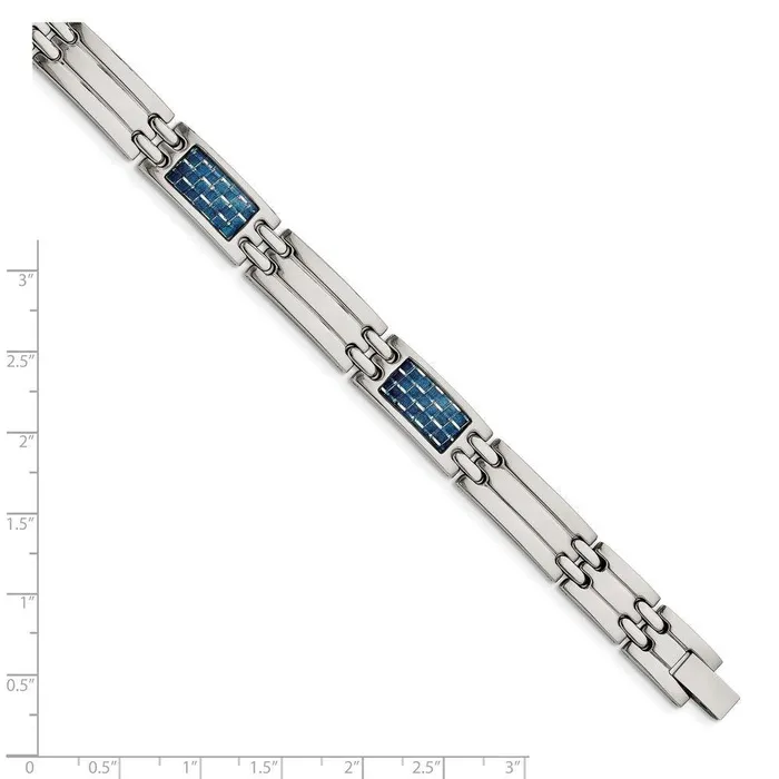 Stainless Steel Blue Carbon Fiber Inlay Polished Bracelet Chisel Bracelets Stainless Steel Blue Carbon Fiber Inlay Polished Bracelet Chisel Bracelets