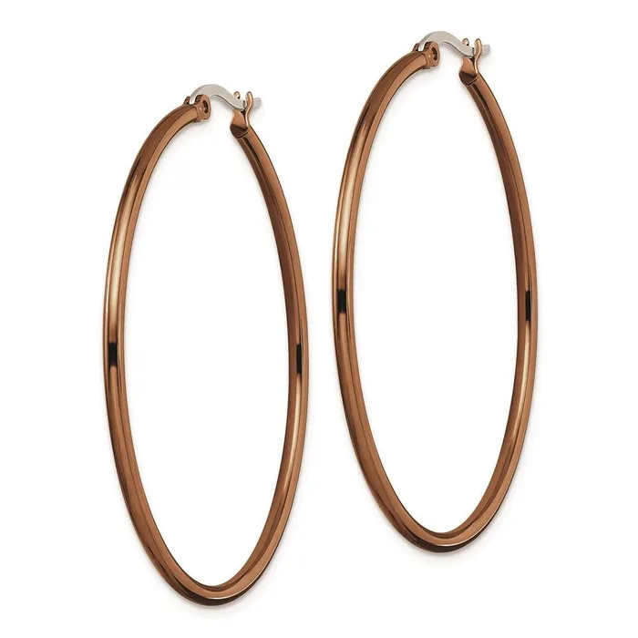 Stainless Steel Brown IP plated 48mm Hoop Earrings Chisel Earrings Stainless Steel Brown IP plated 48mm Hoop Earrings Chisel Earrings