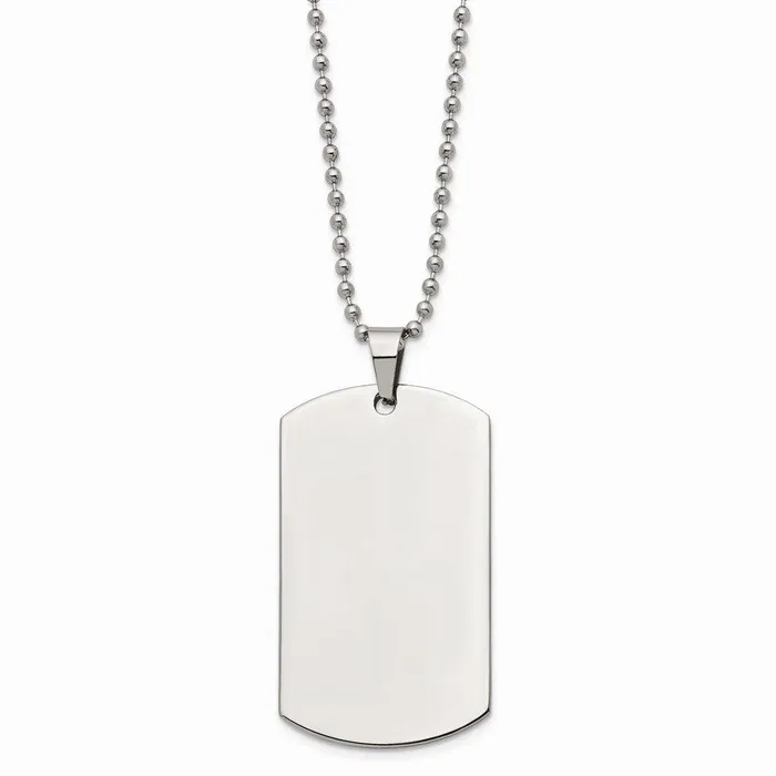 Stainless Steel Brushed Polished Rounded Edge 2mm Thick Dog Tag Necklace Chisel Necklaces Stainless Steel Brushed Polished Rounded Edge 2mm Thick Dog Tag Necklace Chisel Necklaces